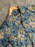 Tori Richard Honolulu Tropical Leaf Print Shirt - Blue and Green XL