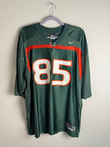 VINTAGE NIKE NCAA MIAMI HURRICANES GREEN #85 FOOTBALL JERSEY SIZE XL