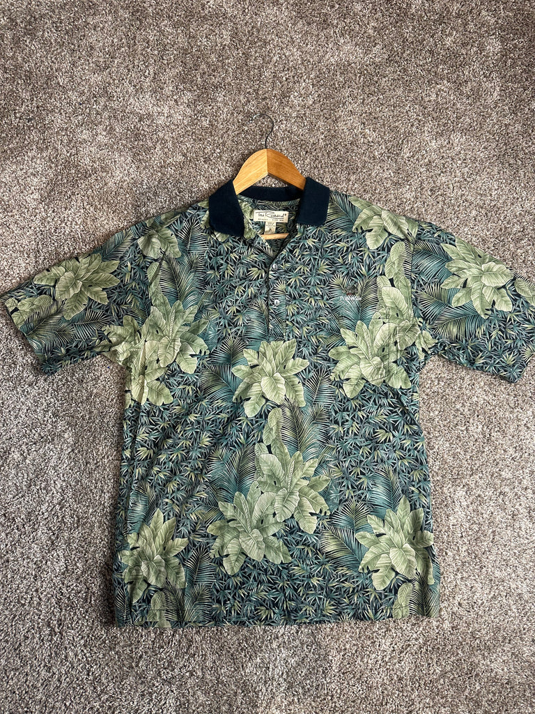 Tori Richard Tropical Print Polo Shirt - Lush Green Palm Design