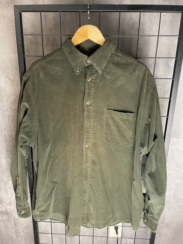 Green Corduroy Round Tree and Yorke Button Up
