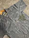 Tommy Bahama Y2K 100% Silk Palm Tree Shirt - Tonal Gray Design Medium