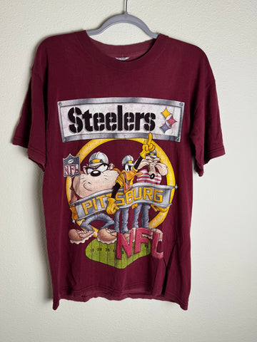 Vintage Pittsburgh Steelers NFL Looney Tunes Taz Daffy Duck Shirt