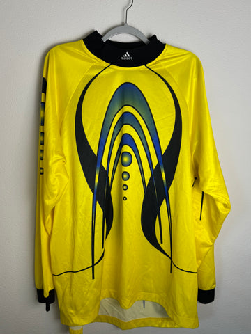 Vintage 90s Adidas Climacool Soccer Jersey Goalkeeper Yellow Lava Lamp Large