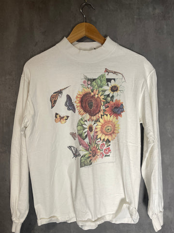 Sunflower Butterfly Jim Morris 96 Vintage Long-sleeve Shirt