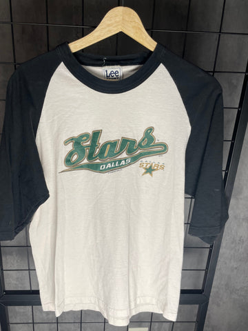 Vintage Lee sports Dallas Stars white t-shirt with black sleeves XL