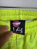 Vintage 80s Shorts Neon Yellow Volleyball XL