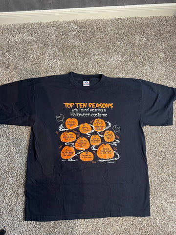 Top Ten Reasons Not Wearing a Halloween Costume Vintage Black T-Shirt  XL