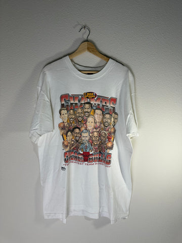 Vintage Chicago Bulls Champs Tee - 1996 NBA Finals Caricature Graphic XL