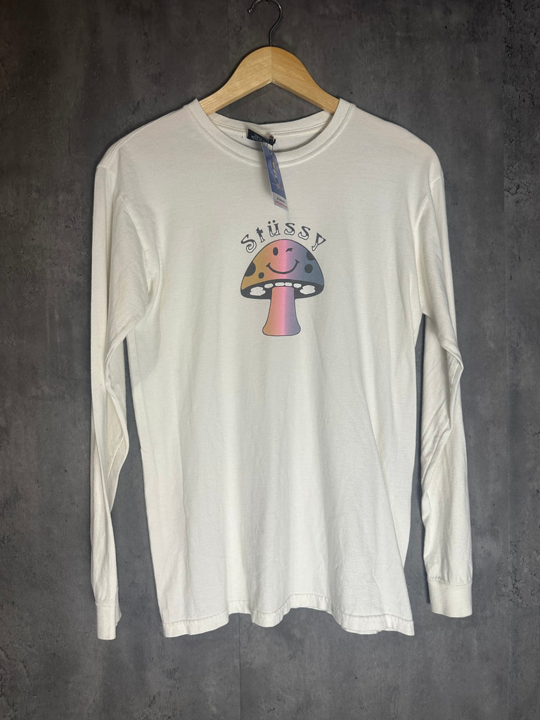 Stussy Mushroom Long-sleeve White Small Shirt