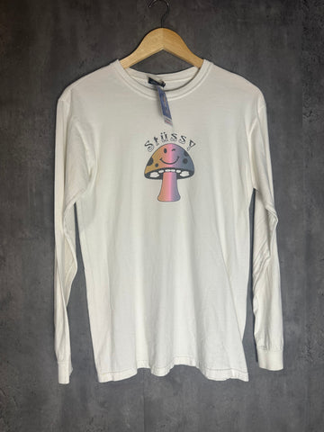 Stussy Mushroom Long-sleeve White Small Shirt