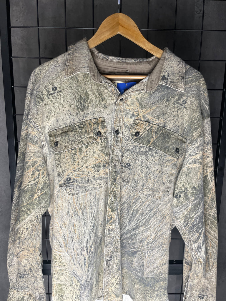 Magellan Hunt Gear Shirt Mens L Realtree Edge Camouflage Button Up Long Sleeve
