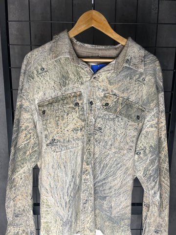 Magellan Hunt Gear Shirt Mens L Realtree Edge Camouflage Button Up Long Sleeve