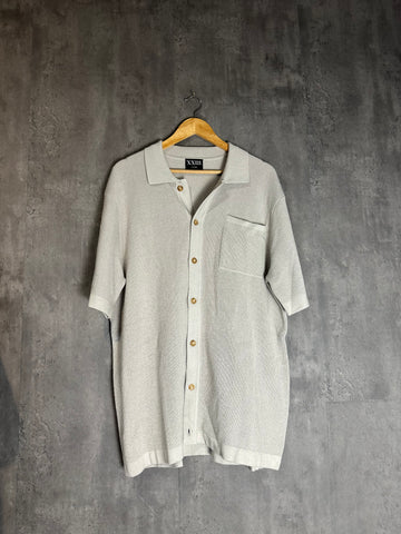 XXIII Textured Knit Button-Up Polo - Light Grey (XL)