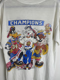 Vintage 90's Looney Tunes Bugs Bunny Taz Daffy Houston Rockets Champion Shirt XL
