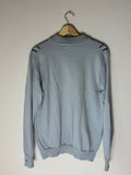 Supreme Cardigan 100% Wool Blend Light Blue with vertical stripes large