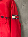 Tommy Hilfiger red heavy windbreaker pullover with pouch vintage