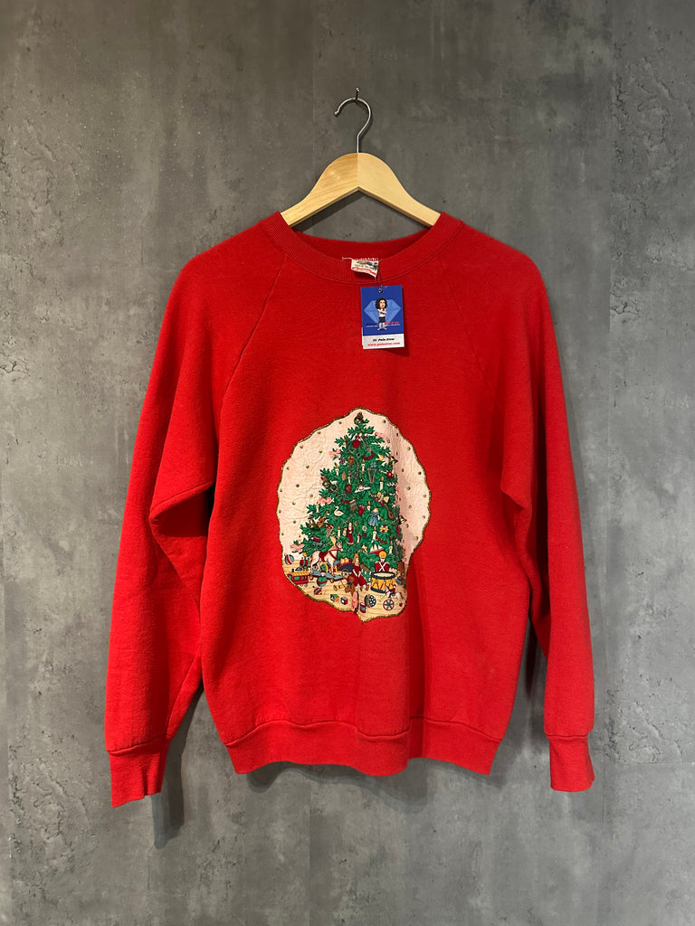 Christmas tree with Bells and toys vintage Sweater Large
