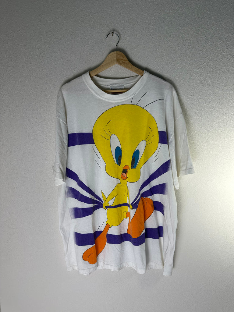 Vintage 1993 Tweety Bird Double-Sided Tee - Looney Tunes All Over Print