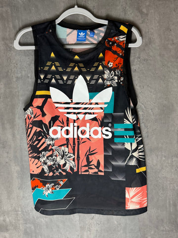 Adidas Floral Palm Fronds Soccer Tank Jersey Dress Trefoil Women's Size M