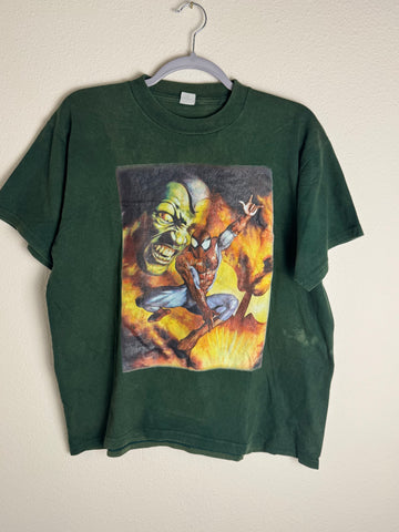 Vintage Spiderman Green Goblin Bootleg green Medium Shirt