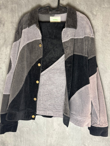 Yitai Multi panel grey Corduroy Jacket and Pants set Large