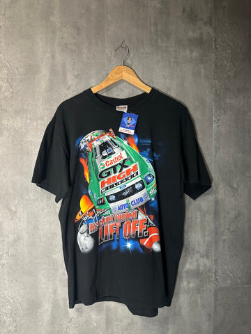 Vintage NHRA John Force Rocker Fueled Lift Off AOP T-shirt