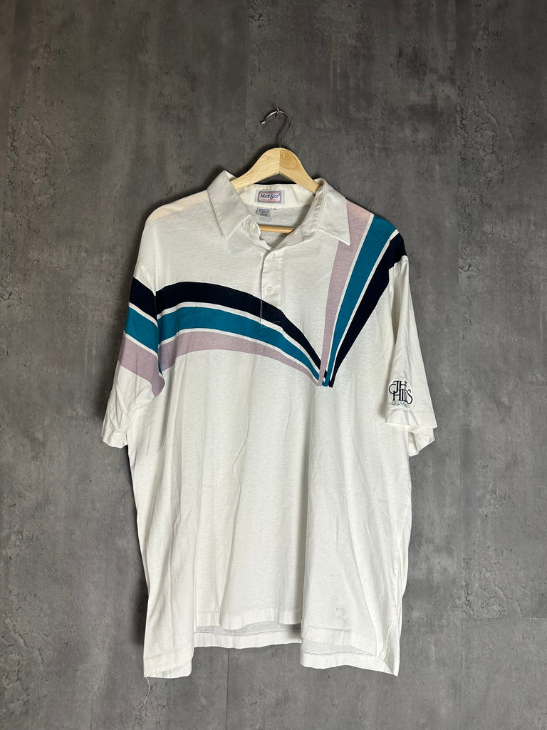 Vintage Mark Scot Collection Polo - White/Multi (XL)