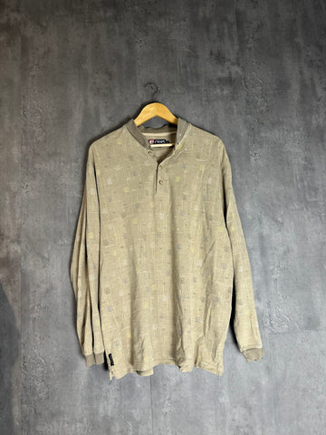Vintage Chaps Ralph Lauren Textured Henley - Khaki (XL)