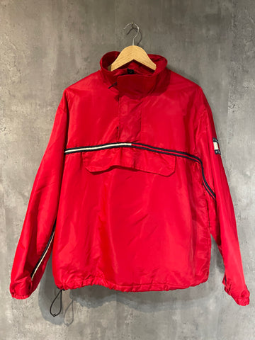 Tommy Hilfiger red heavy windbreaker pullover with pouch vintage