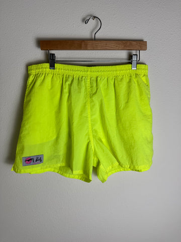 Vintage 80s Shorts Neon Yellow Volleyball XL