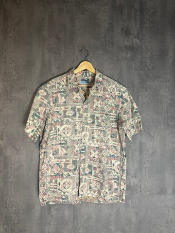 Vintage Cooke Street Hawaiian button Up Tribal pink patterns