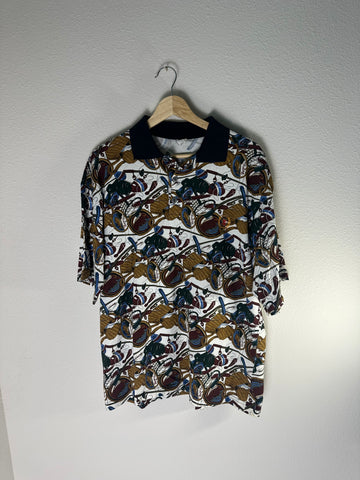 Vintage Guess USA Abstract Leaf Polo (Tag Missing)
